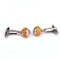 Silver and Gold diamond cut round Dome Cufflinks  (Online Exclusive)