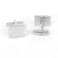 Silver Plain Rectangle Thin Cufflinks with curve at the centre