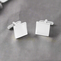 Silver Plain Square Thin Cufflinks