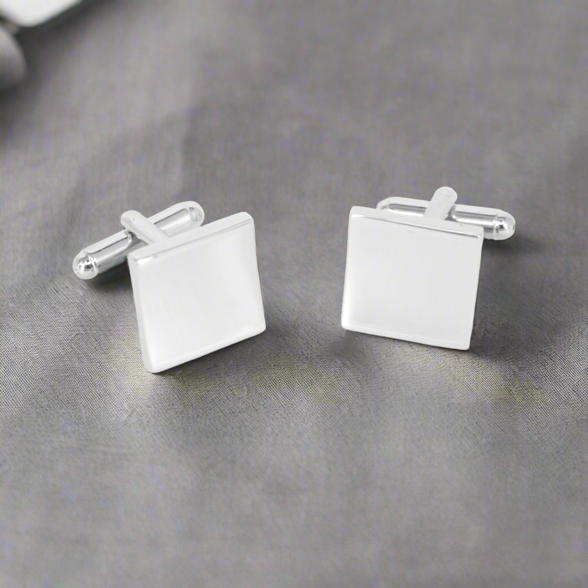 Silver Plain Square Thin Cufflinks