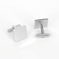 Silver Plain Square Thin Cufflinks