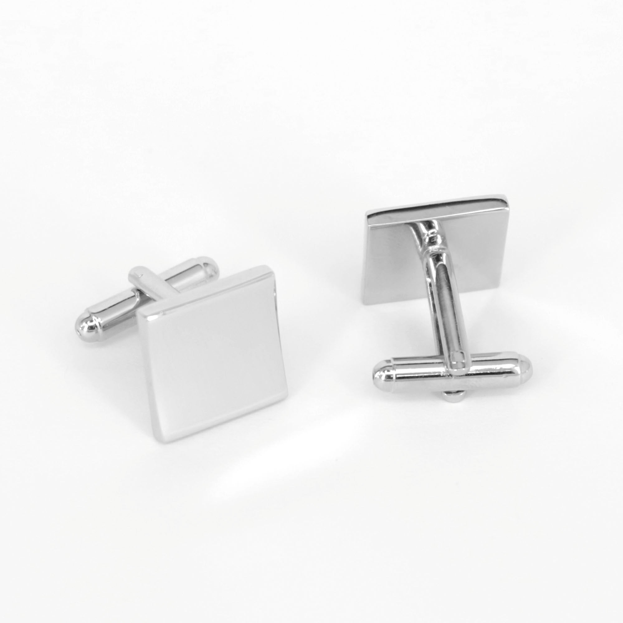 Silver Plain Square Thin Cufflinks