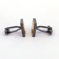 Gold Circle with Gunmetal Rectangle Cufflinks