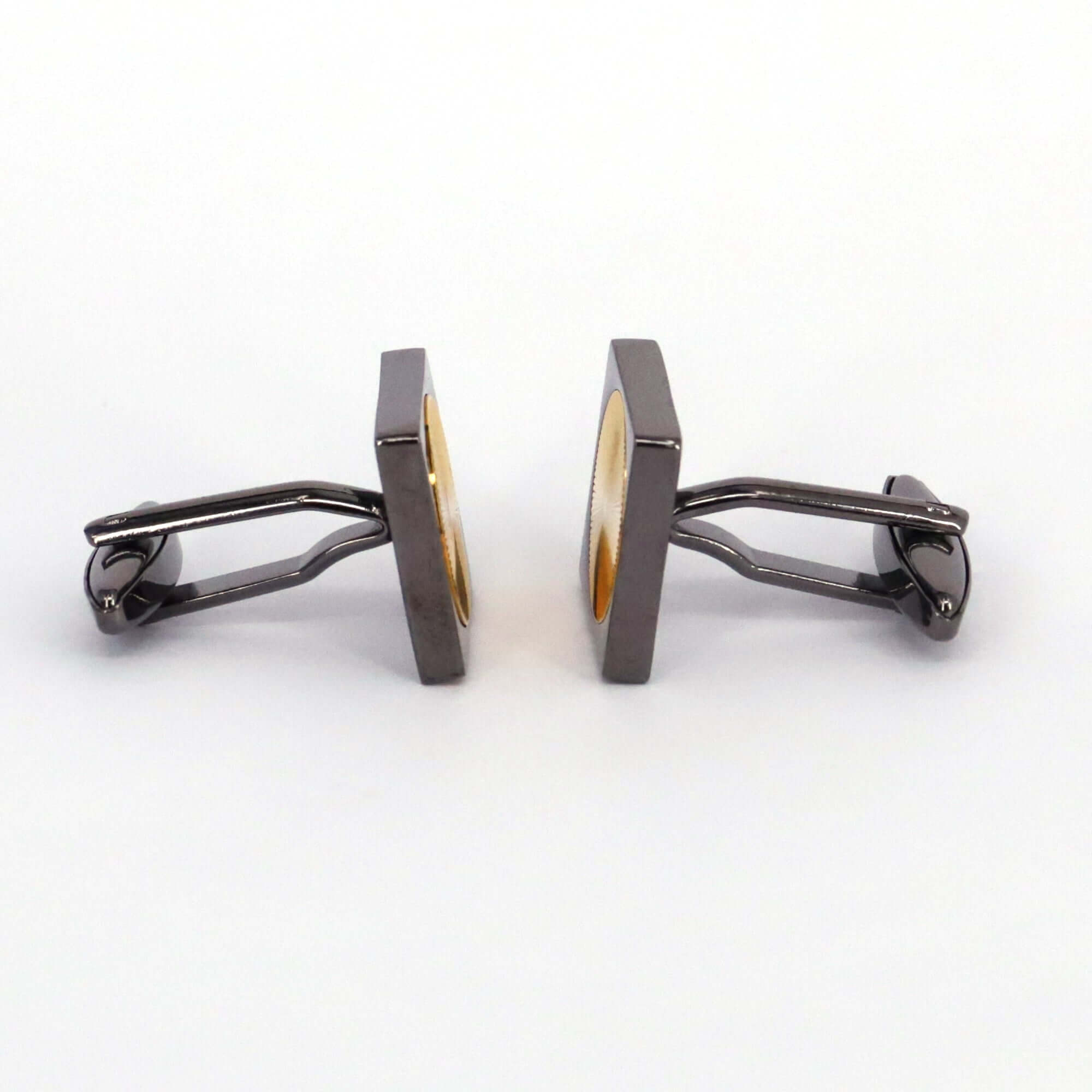 Gold Circle with Gunmetal Rectangle Cufflinks
