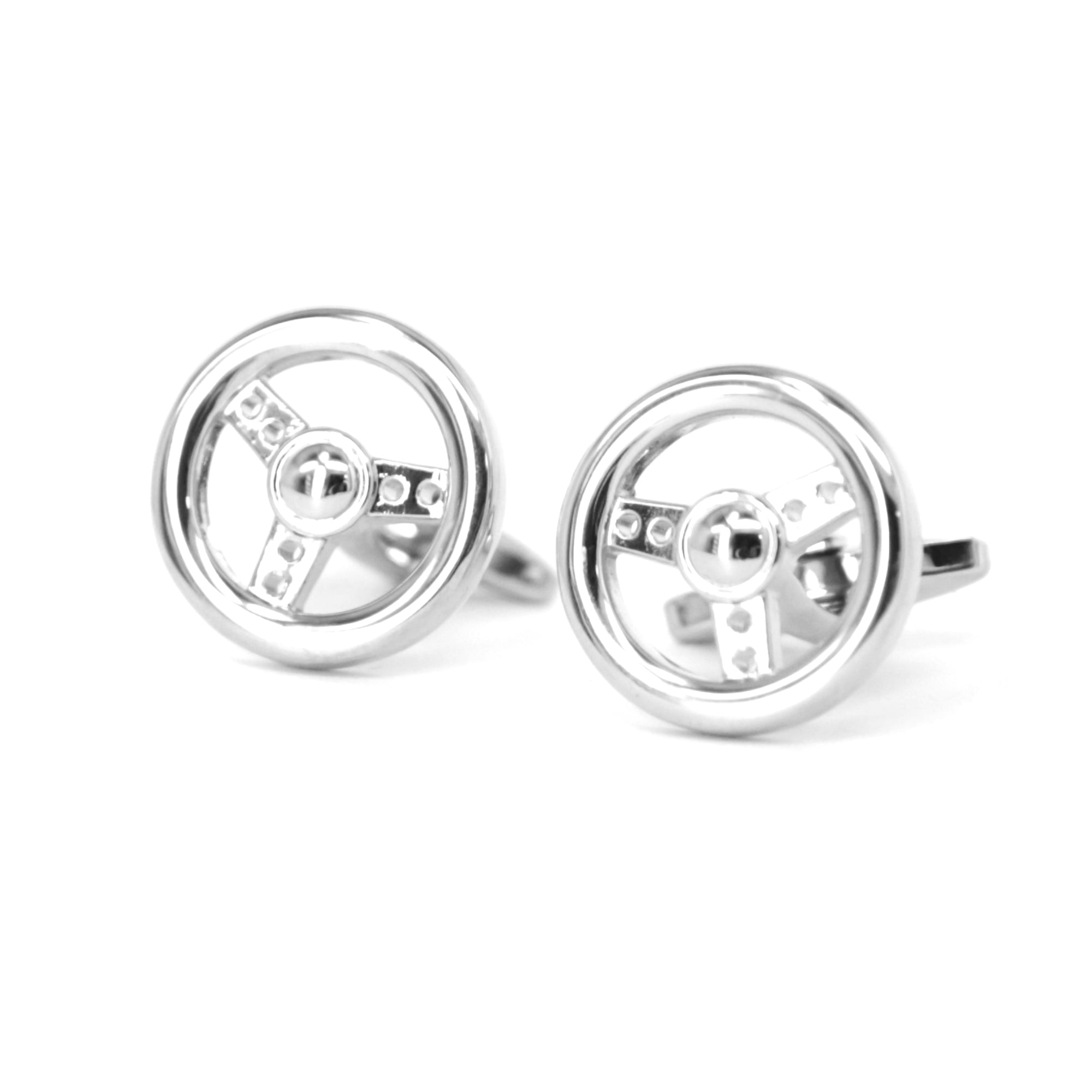 The Steering Wheel Cufflinks Silver colour