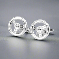 The Steering Wheel Cufflinks Silver colour