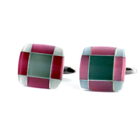 MarZthomson Light Pink Tartan Fusion Square Cufflinks (Online Exclusive)