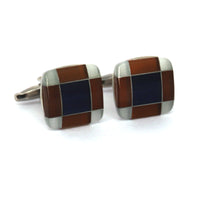 Fiber Glass Rectangle cufflinks in Brown and Dark Blue (Online Exclusive)