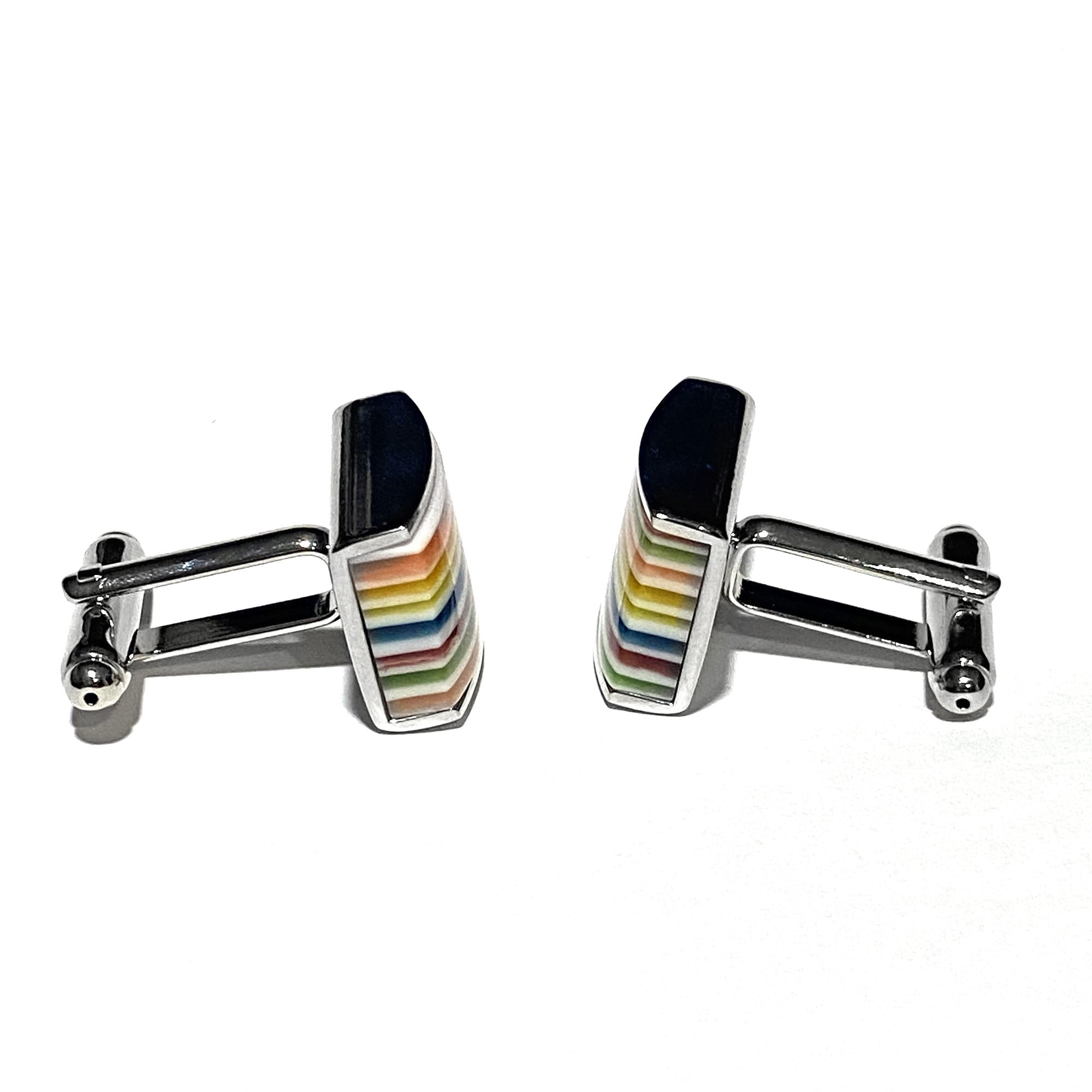 Multi Colour  Fiber Optic Rectangle Cufflinks