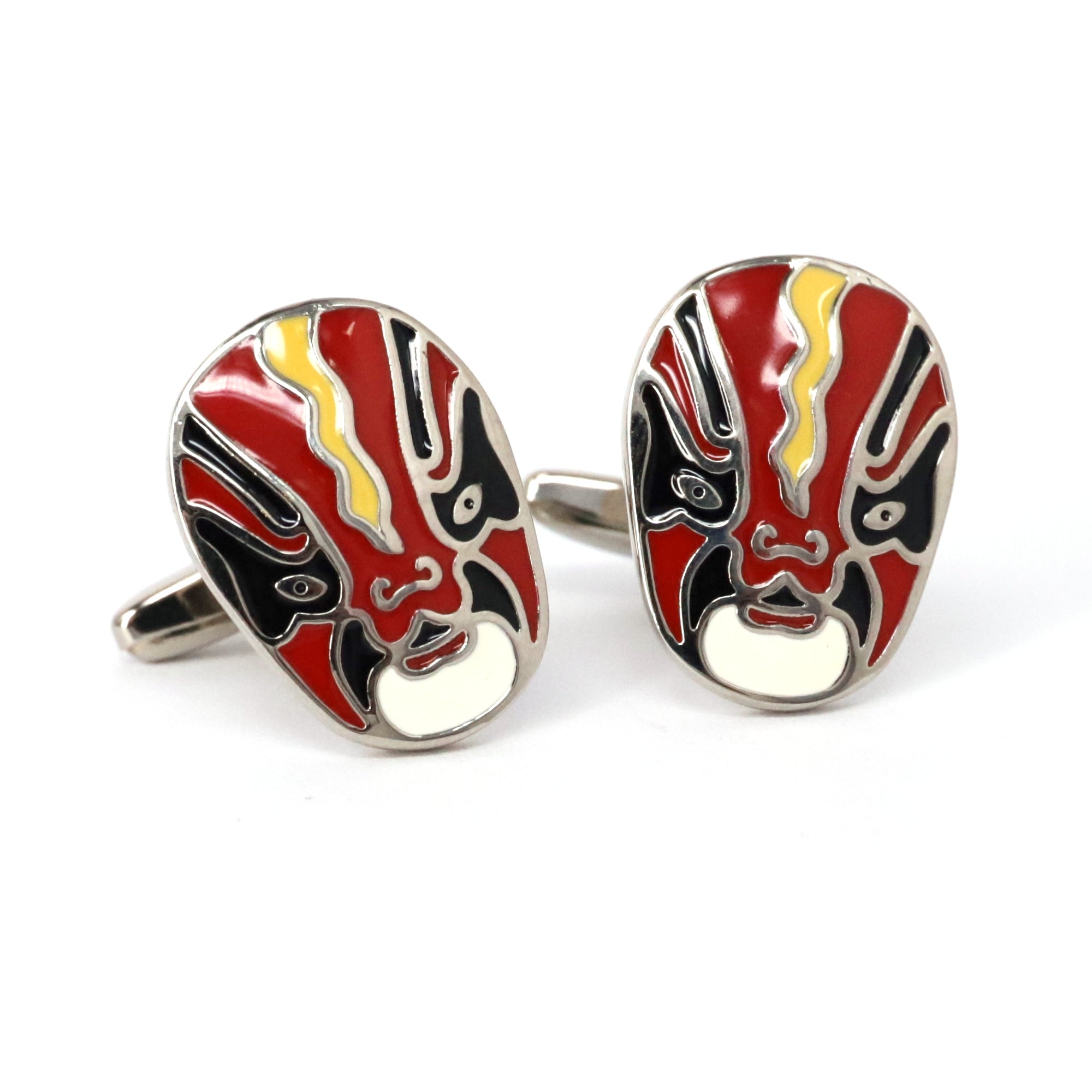 Jing Mask or Chinese Opera mask Black Yellow Cufflinks (Online Exclusive)