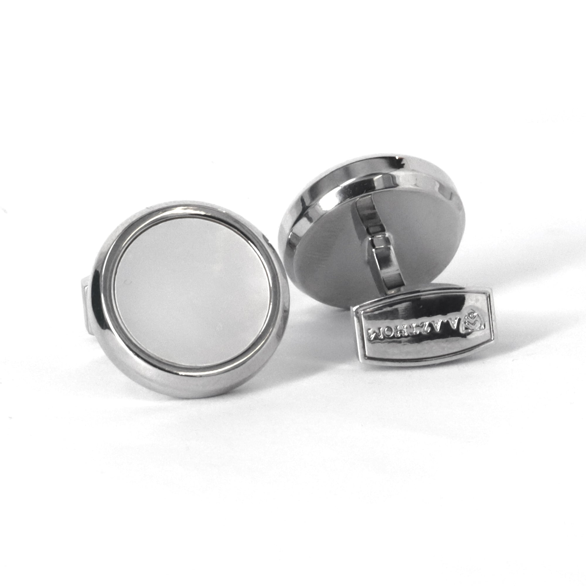 Azthom Round White Mother-of-Pearl Cufflinks
