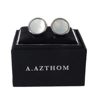 Azthom Round White Mother-of-Pearl Cufflinks