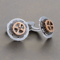 A.Azthom 可旋转自行车齿轮铑三重奏彩色电镀袖扣 - 银色三重奏