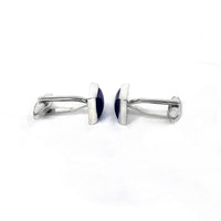 Rectangular Blue Fiber Glass Small Size Cufflinks (Online Exclusive)