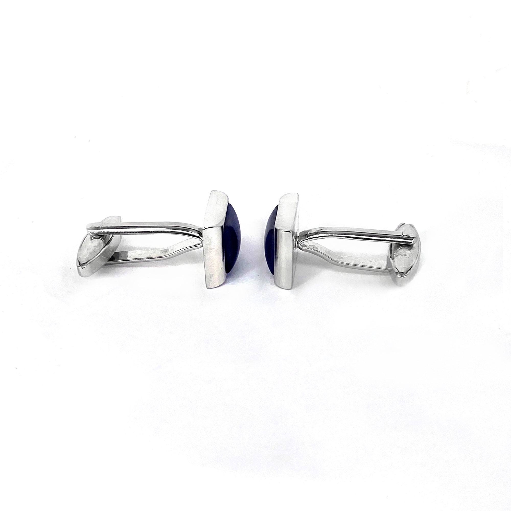 Rectangular Blue Fiber Glass Small Size Cufflinks (Online Exclusive)