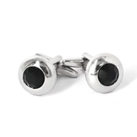 Round Bejeweled Crystal Cufflinks in Jet Black (Online Exclusive)