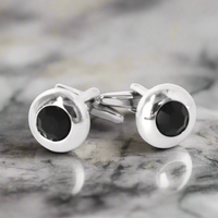 Round Bejeweled Crystal Cufflinks in Jet Black (Online Exclusive)