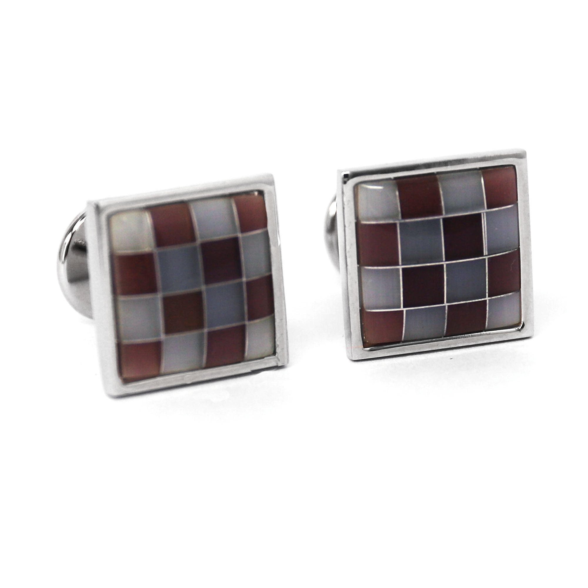Mother of Pearl Pink Grey Tiles Cufflinks (Online Exclusive)