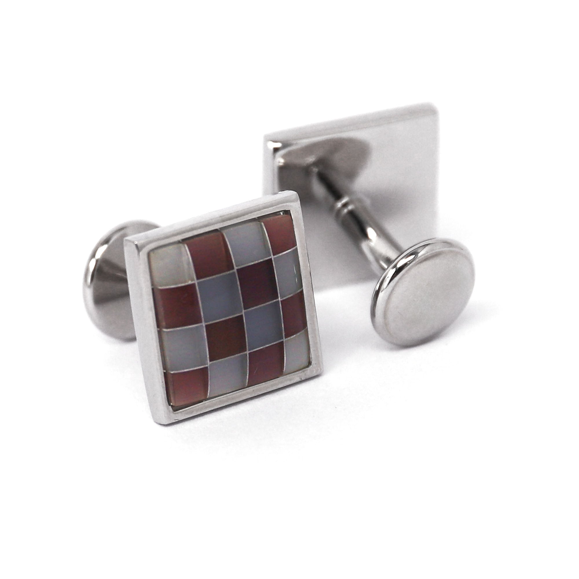 Mother of Pearl Pink Grey Tiles Cufflinks (Online Exclusive)