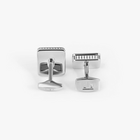 Tateossian Diamond Giza Ice Cufflinks Palladium & Black Enamel