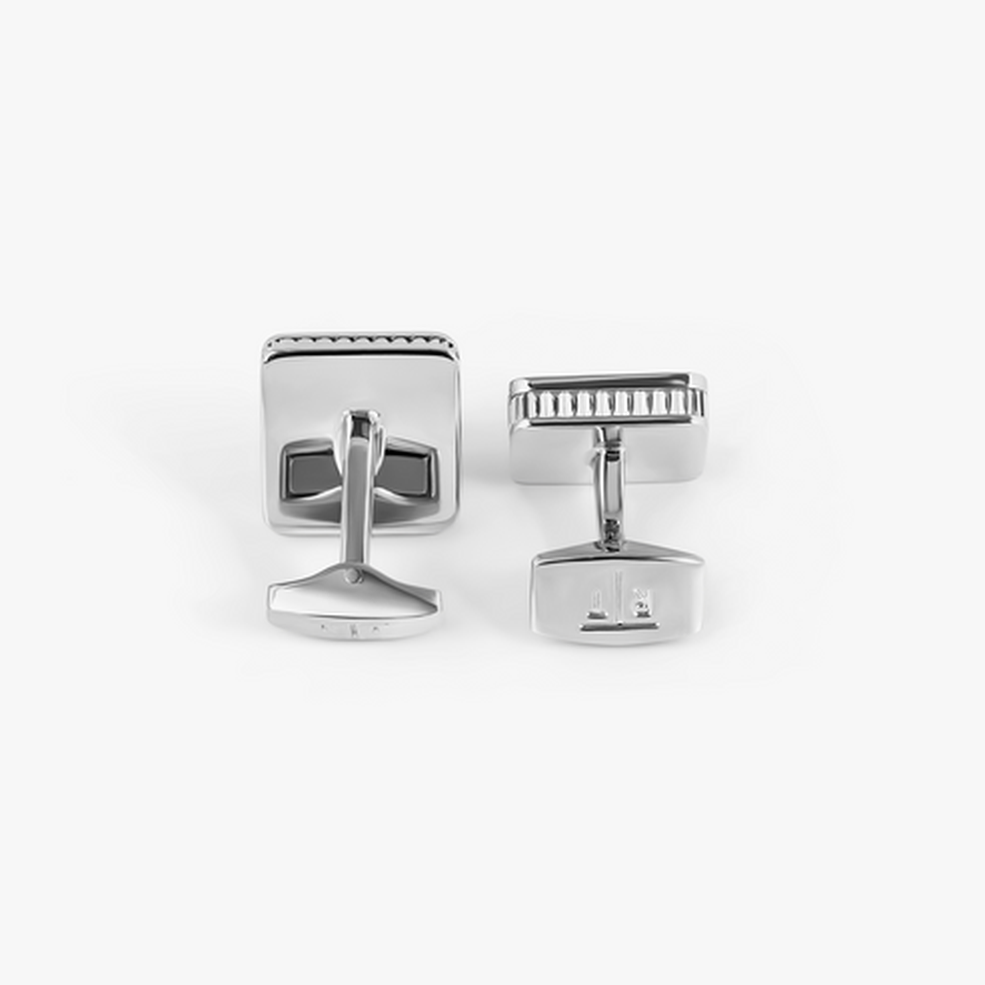 Tateossian Diamond Giza Ice Cufflinks Palladium & Black Enamel