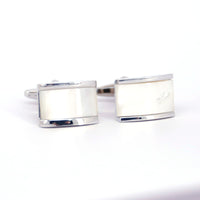 Rectangle MOP Cufflinks in  White