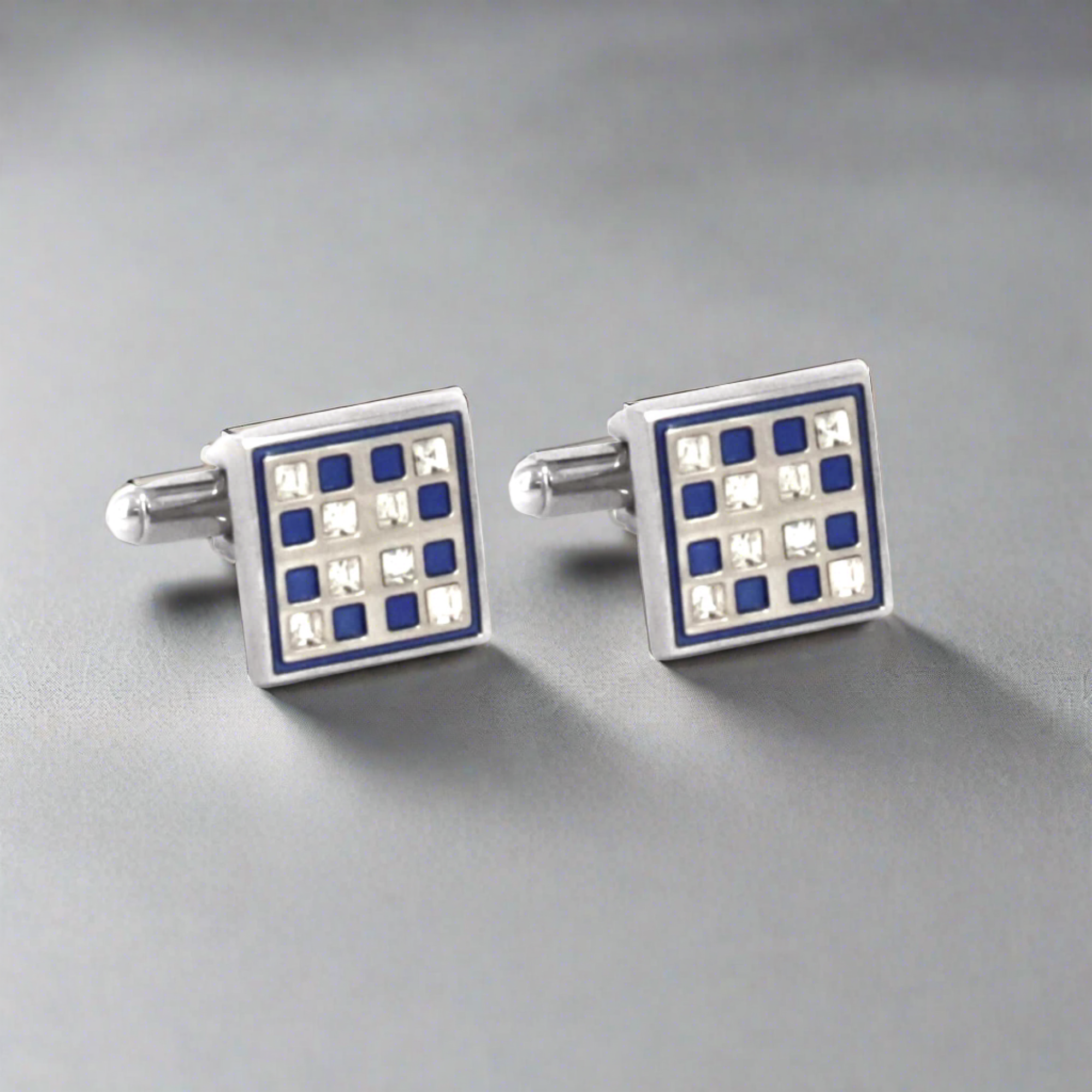 Checkerboard Blue and Black Cufflinks (Online Exclusive)