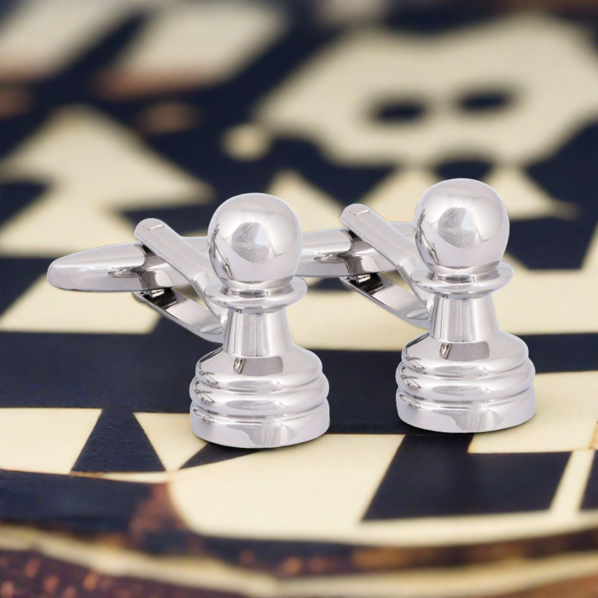 银色 Chess Piece Pawn 袖扣