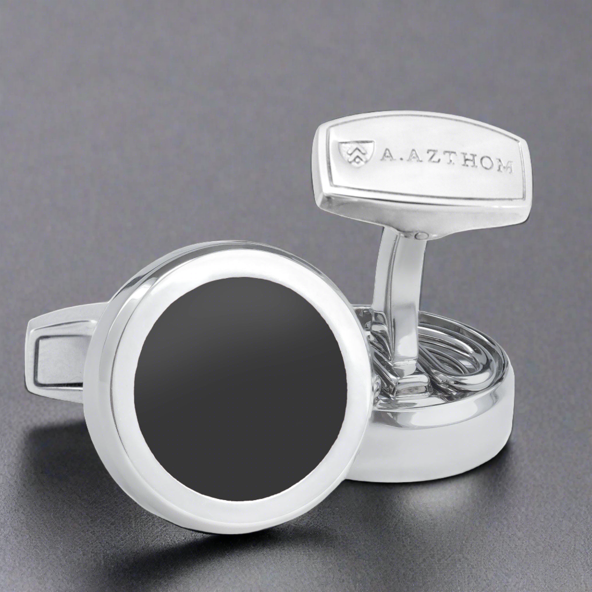 Classic Round Black Button Cover Cufflinks