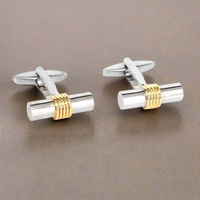 Horizonal Bar Silver and Gold Cufflinks