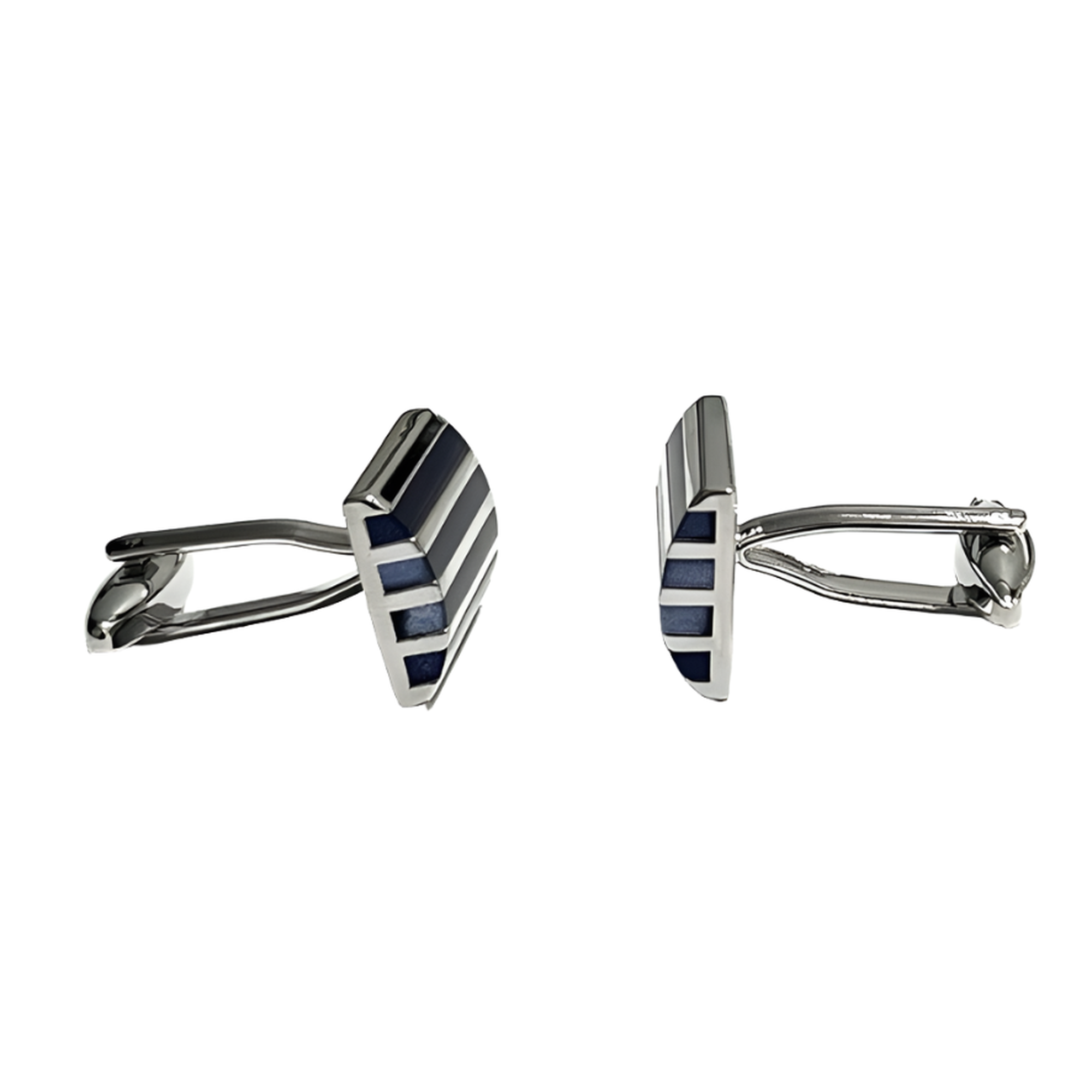 Rectangle Horizonal Silver and Blue Grey Enamal Cufflinks