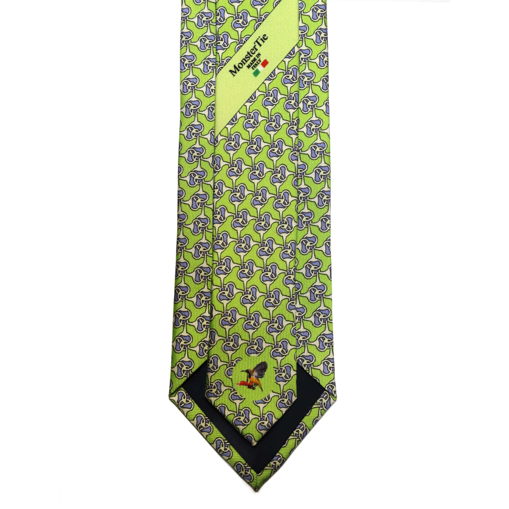 MonsterTie Printed Eggbutt snaffle Green Necktie