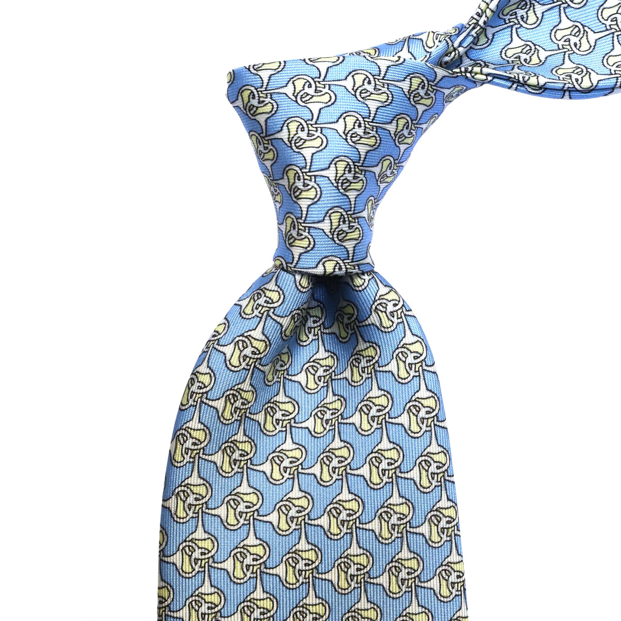 MonsterTie Printed Eggbutt snaffle Light Blue Necktie