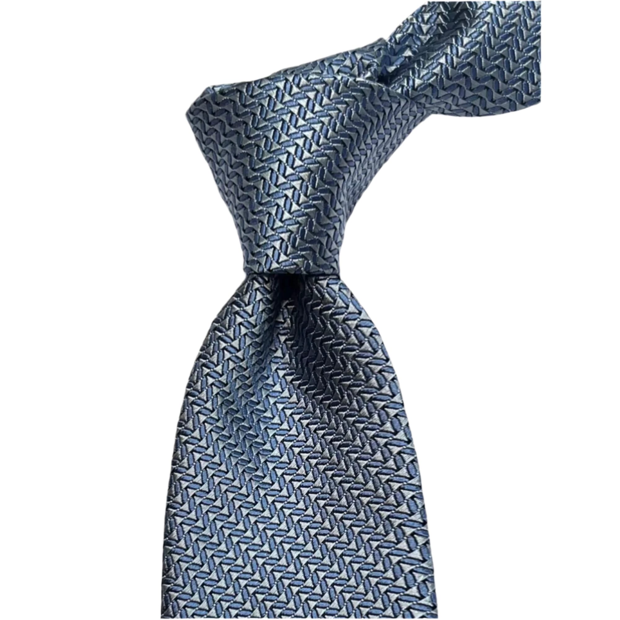 Lanvin Woven Sky Blue Herringbone Cravatta Necktie