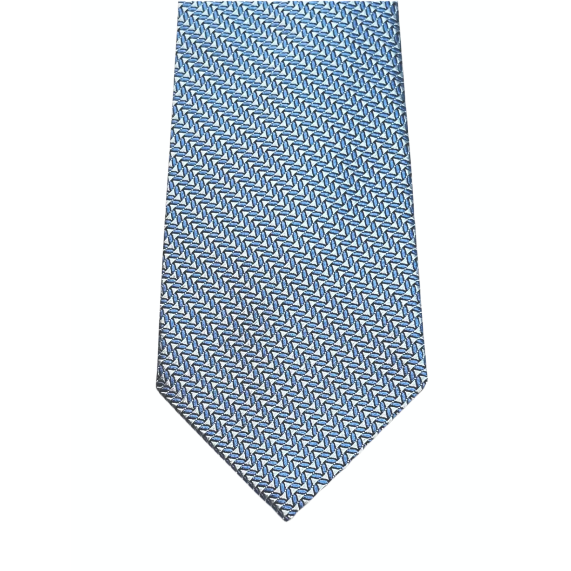 Lanvin Woven Sky Blue Herringbone Cravatta Necktie