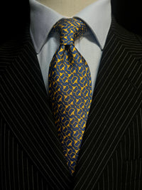 MonsterTie Printed D-Ring Snaffle Navy Gold Necktie