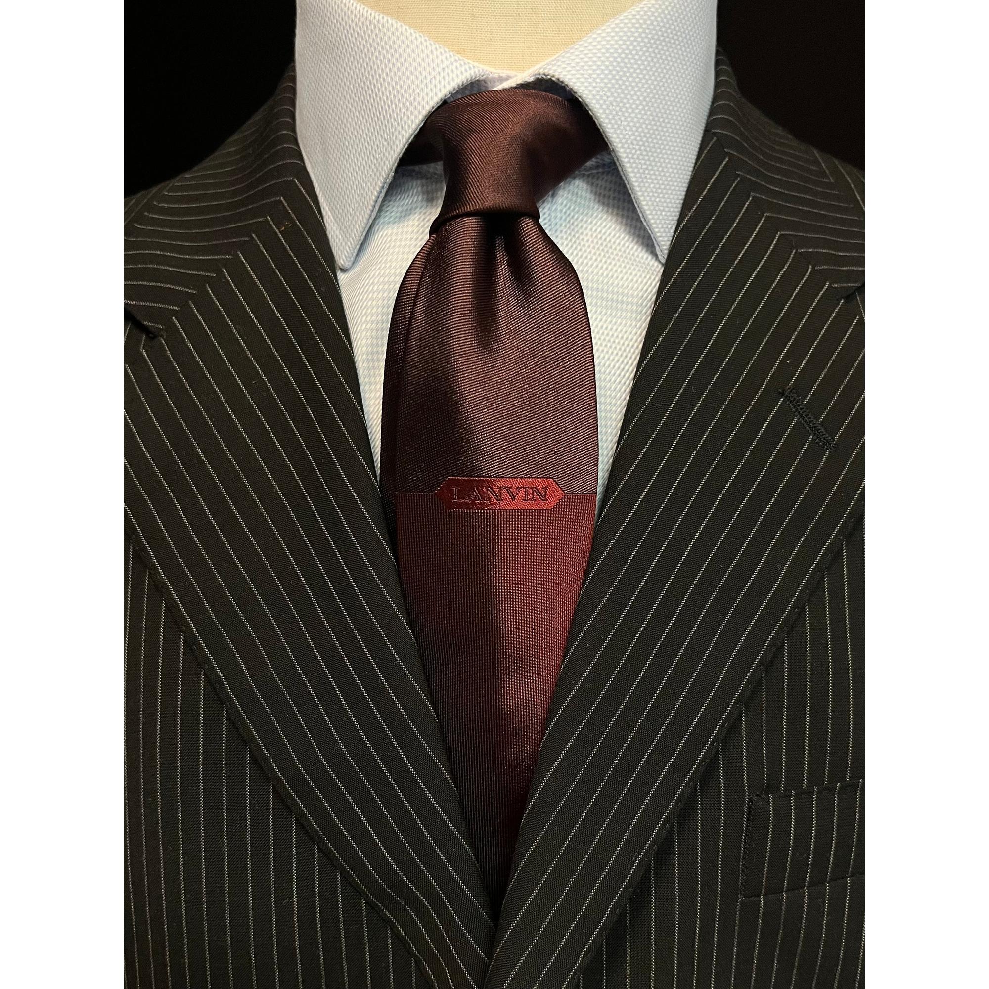 Lanvin Burgundy Logo Cravatta Necktie