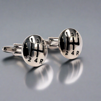Car Manual Gear Cufflinks in Silver (Online Exclusive)