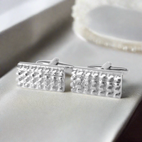Grill and Shield Cufflinks in Silver Colour (Online Exclusive)