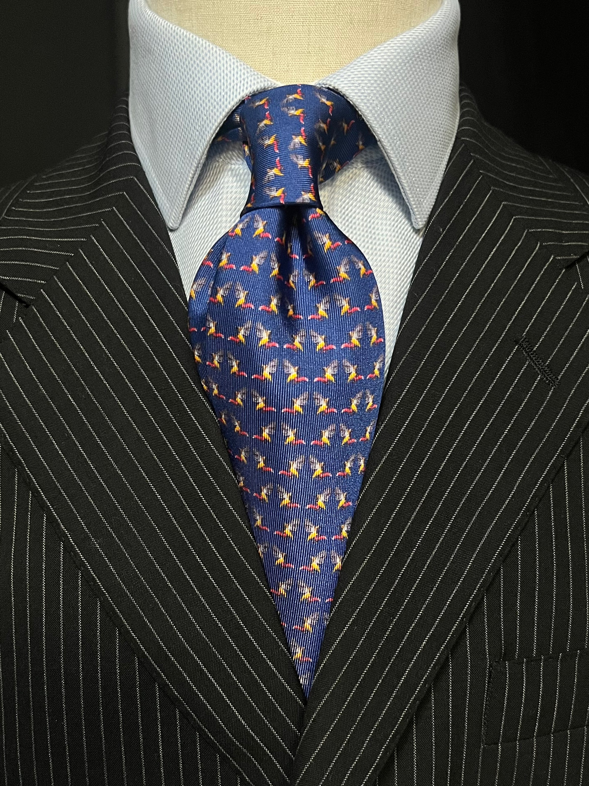 MonsterTie printed Sunbird Navy Cravatta