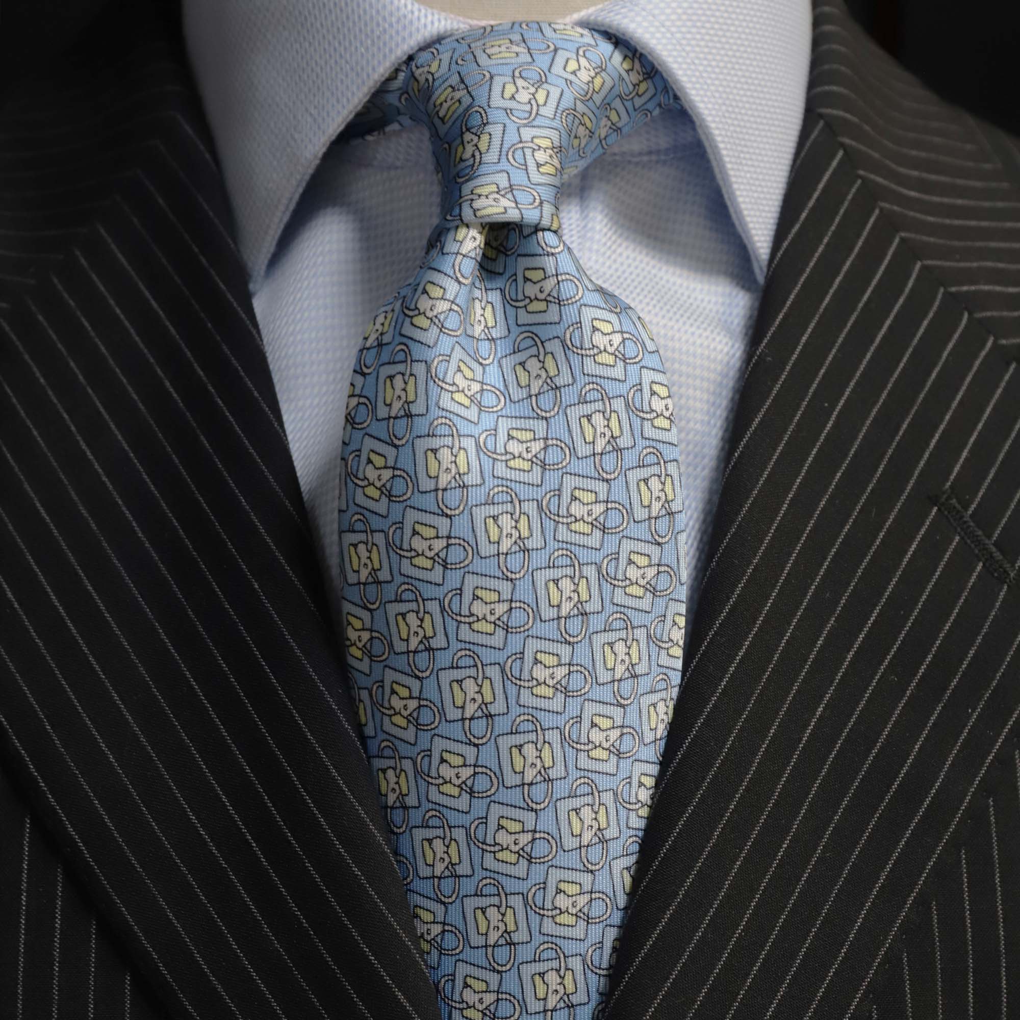 MonsterTie Printed Lunge Rein Light Blue Necktie