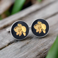 MarZthomson Botanic Series - Round Gold Orchid Cufflinks