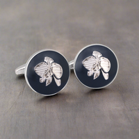 MarZthomson Botanic Series - Round Silver Orchid Cufflinks