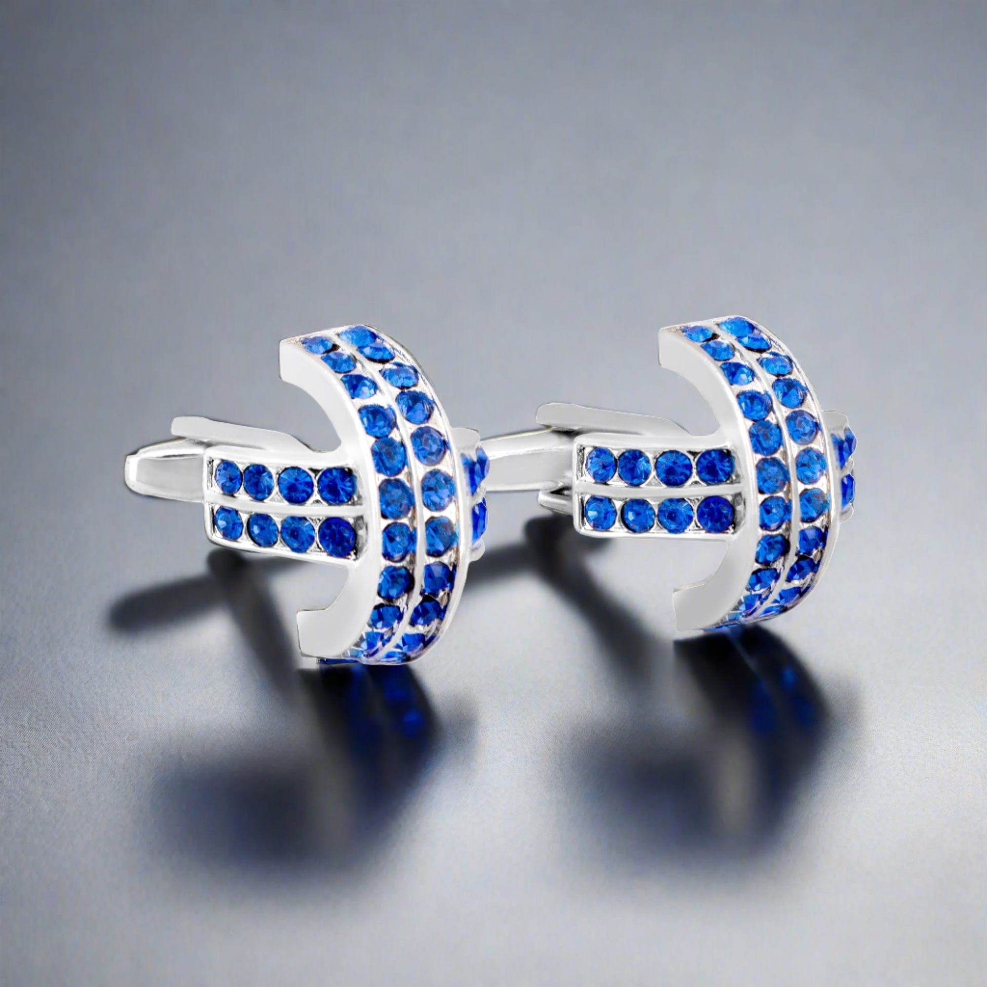 MarZthomson Crisscross Overlap Blue Crystal Cufflinks (Online Exclusive)