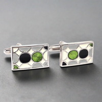 Enamal Cufflinks Black, Neon Green, white and Grey
