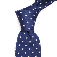 Navy Blue Necktie with White Dots