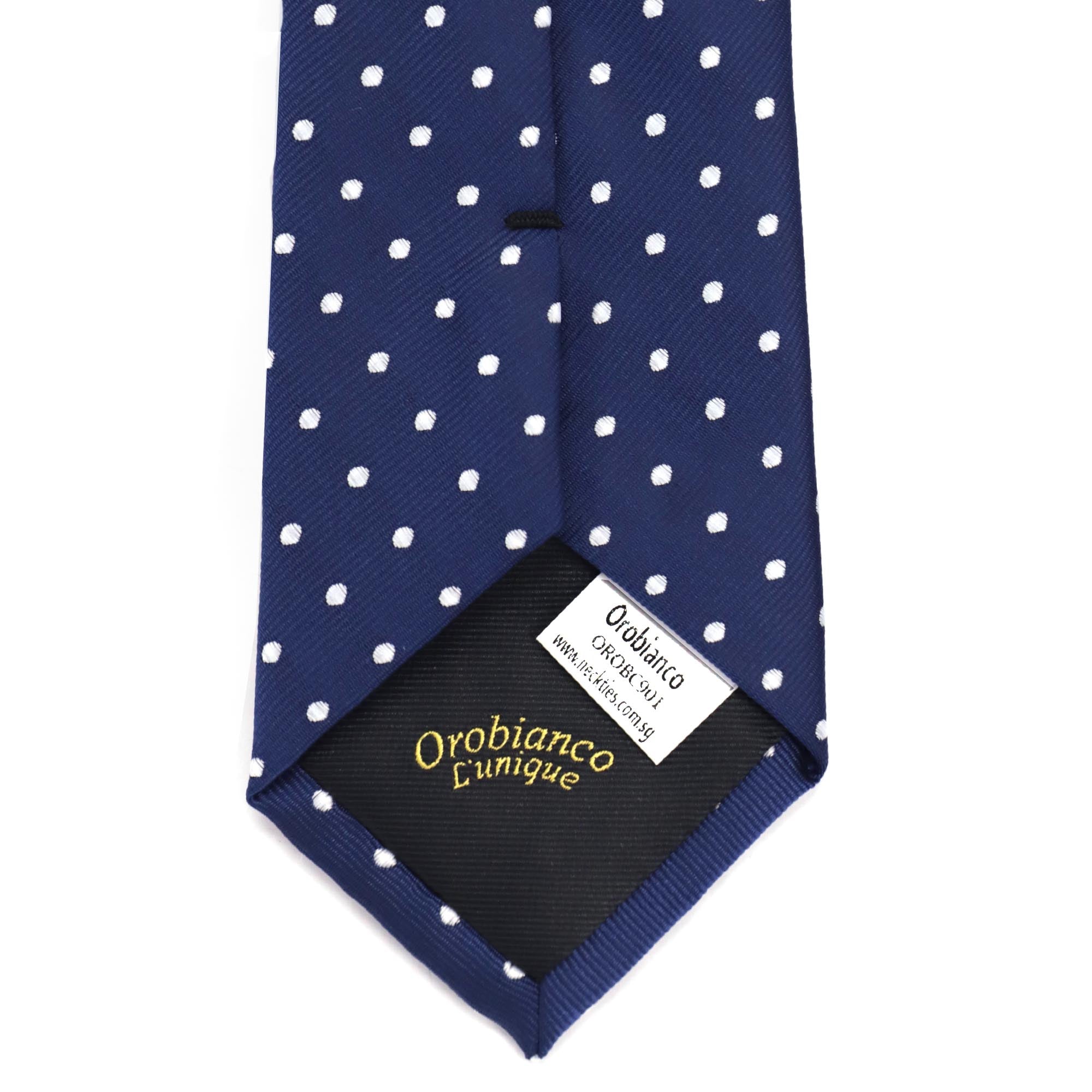 Navy Blue Necktie with White Dots