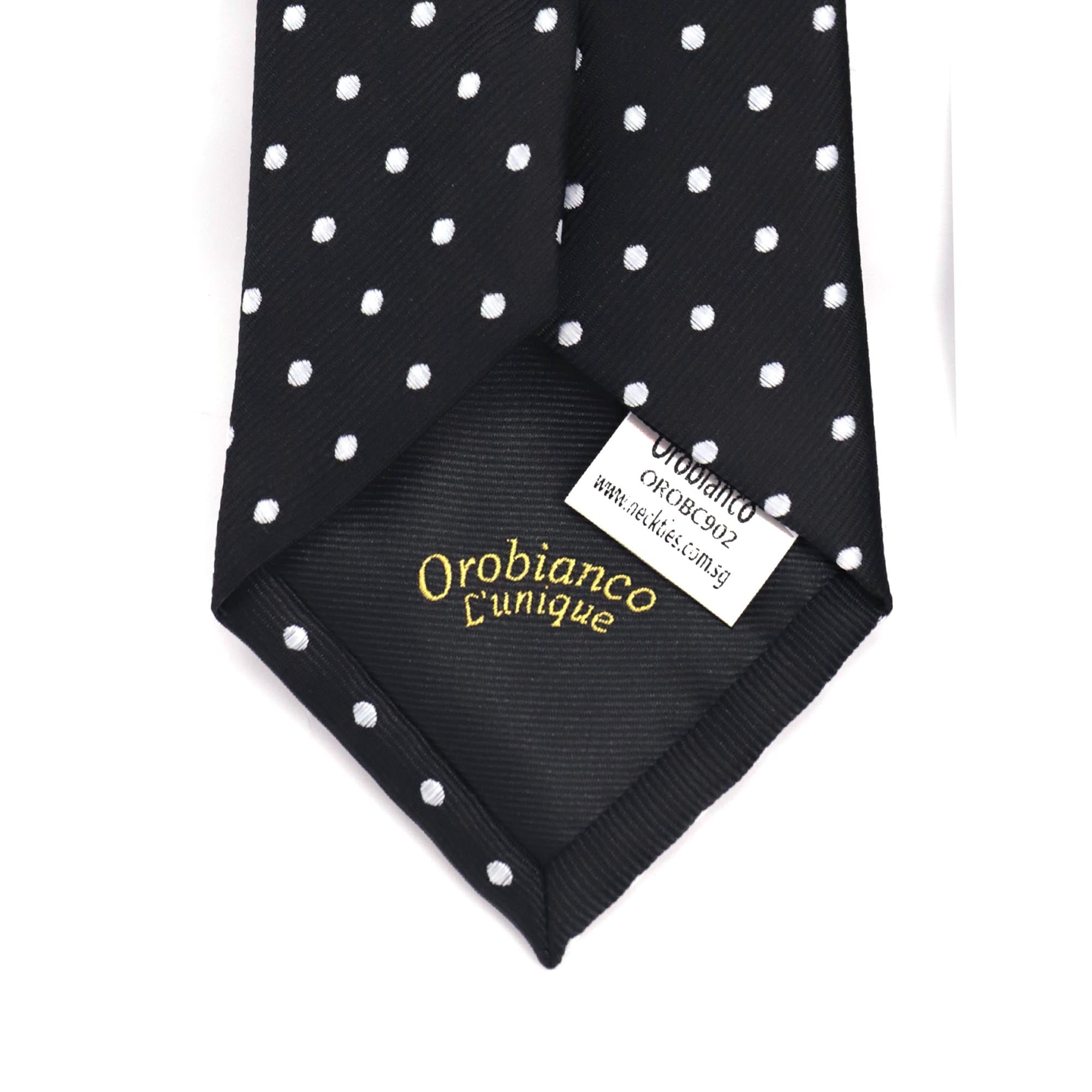 Black Necktie with White Dots Orobianco