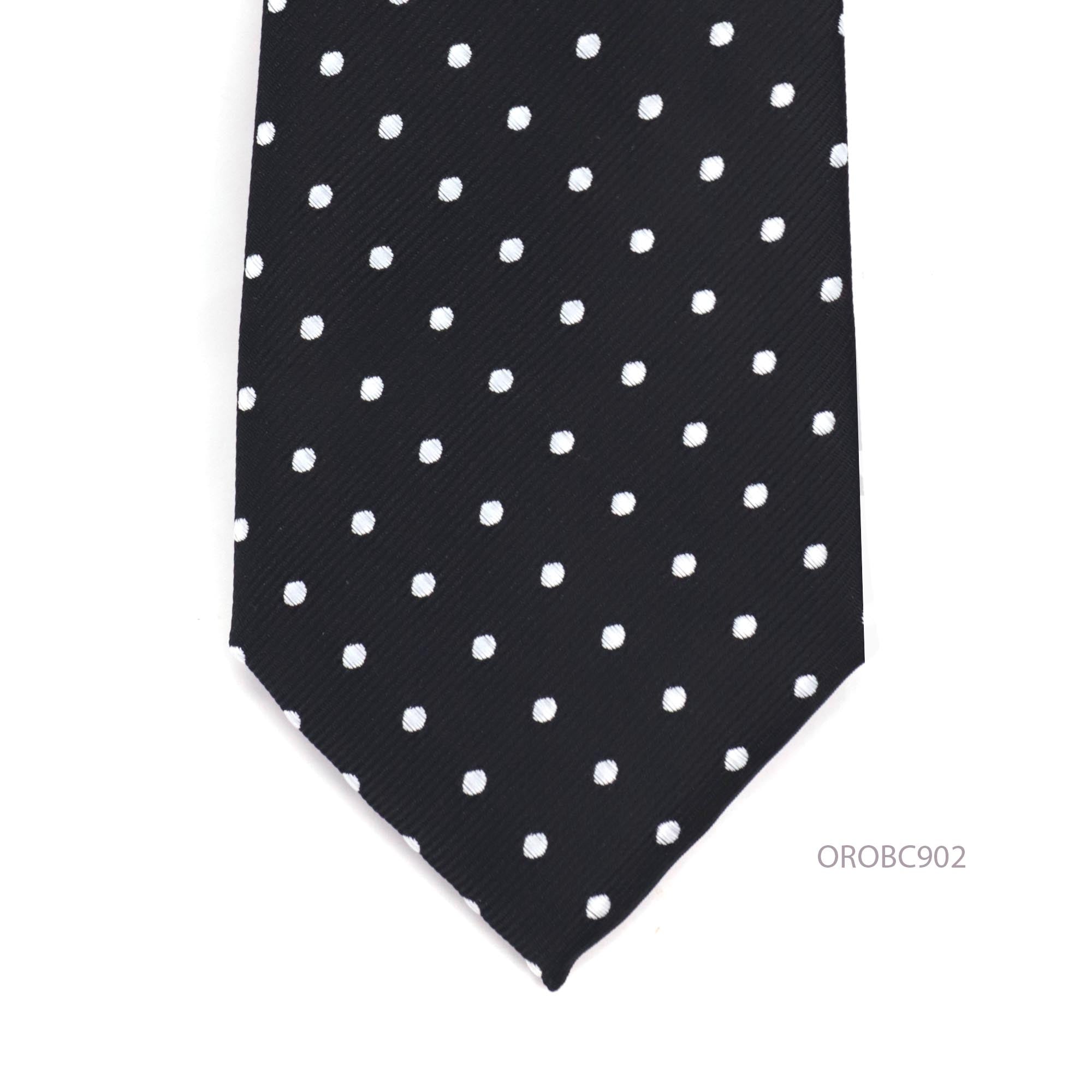 Black Necktie with White Dots Orobianco
