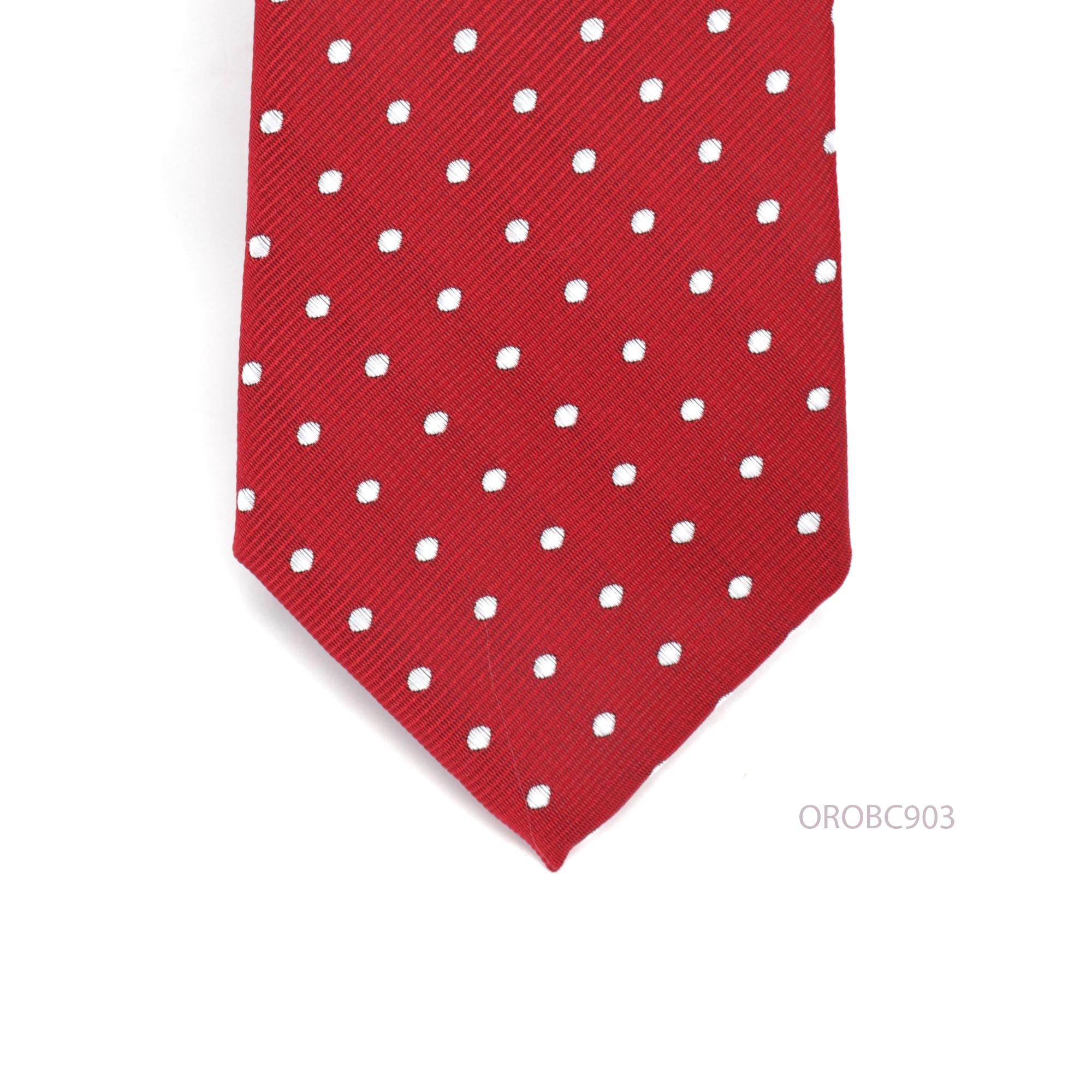 Red Necktie with White Dots Orobianco L'unique
